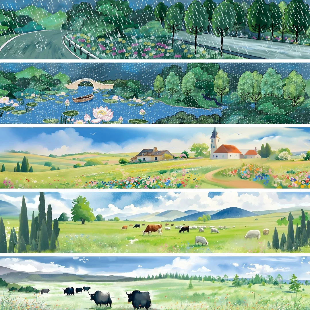 19号 PET细雨绵绵胶带{两单起发} 一大张 五个款 每款3米