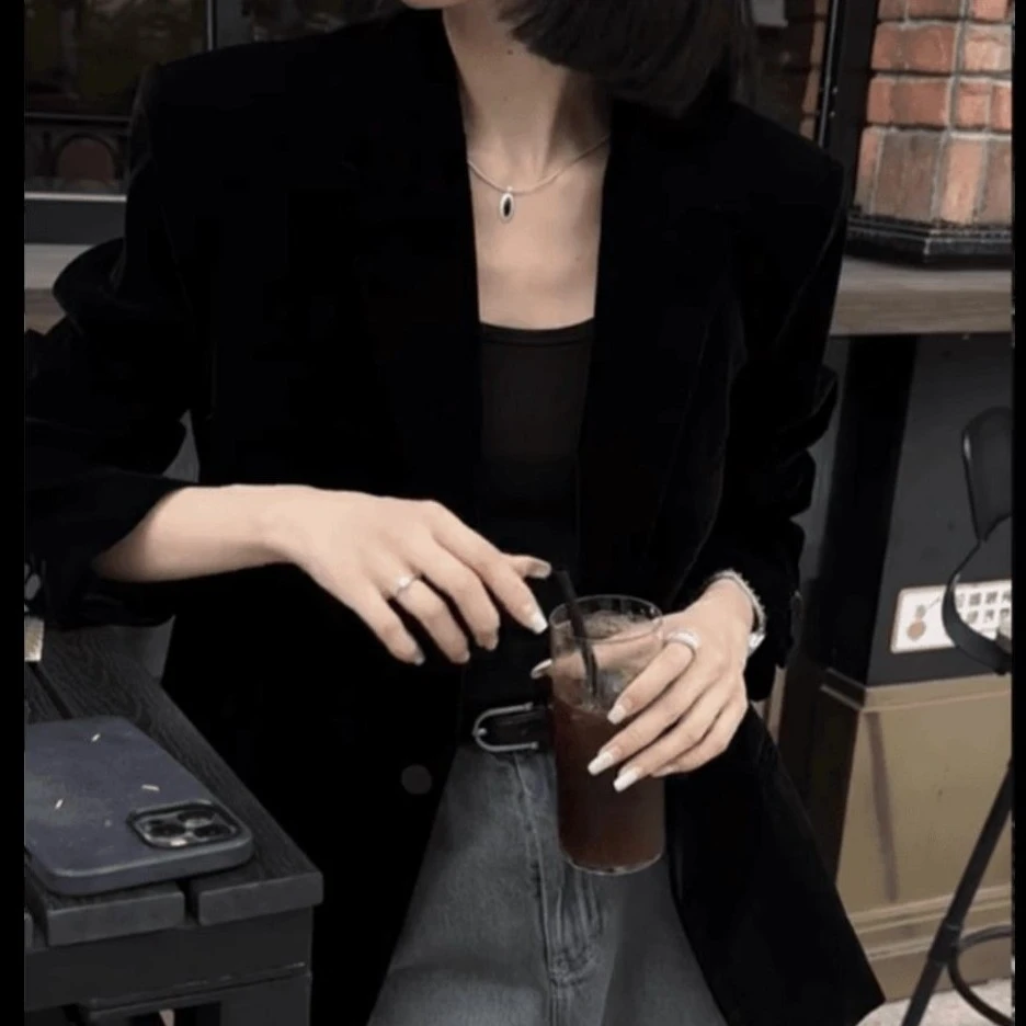 新款黑色显瘦气质女神范小个子西服上衣女装