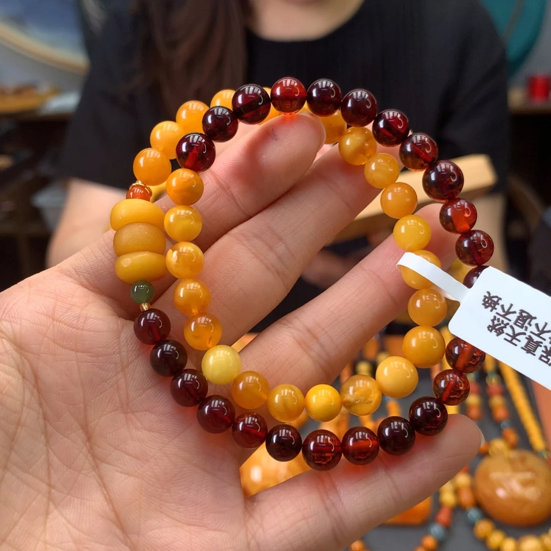 手串琥珀未镶嵌微瑕多样性发一