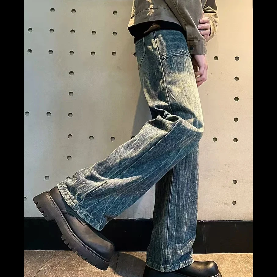 2024新款情侣高街水洗直筒牛仔裤美式复古显瘦百搭美式复古牛仔裤