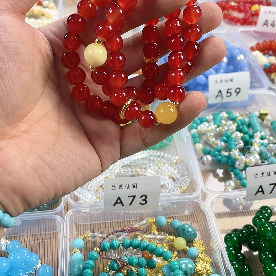 檀香木手串银S925镀金镶嵌