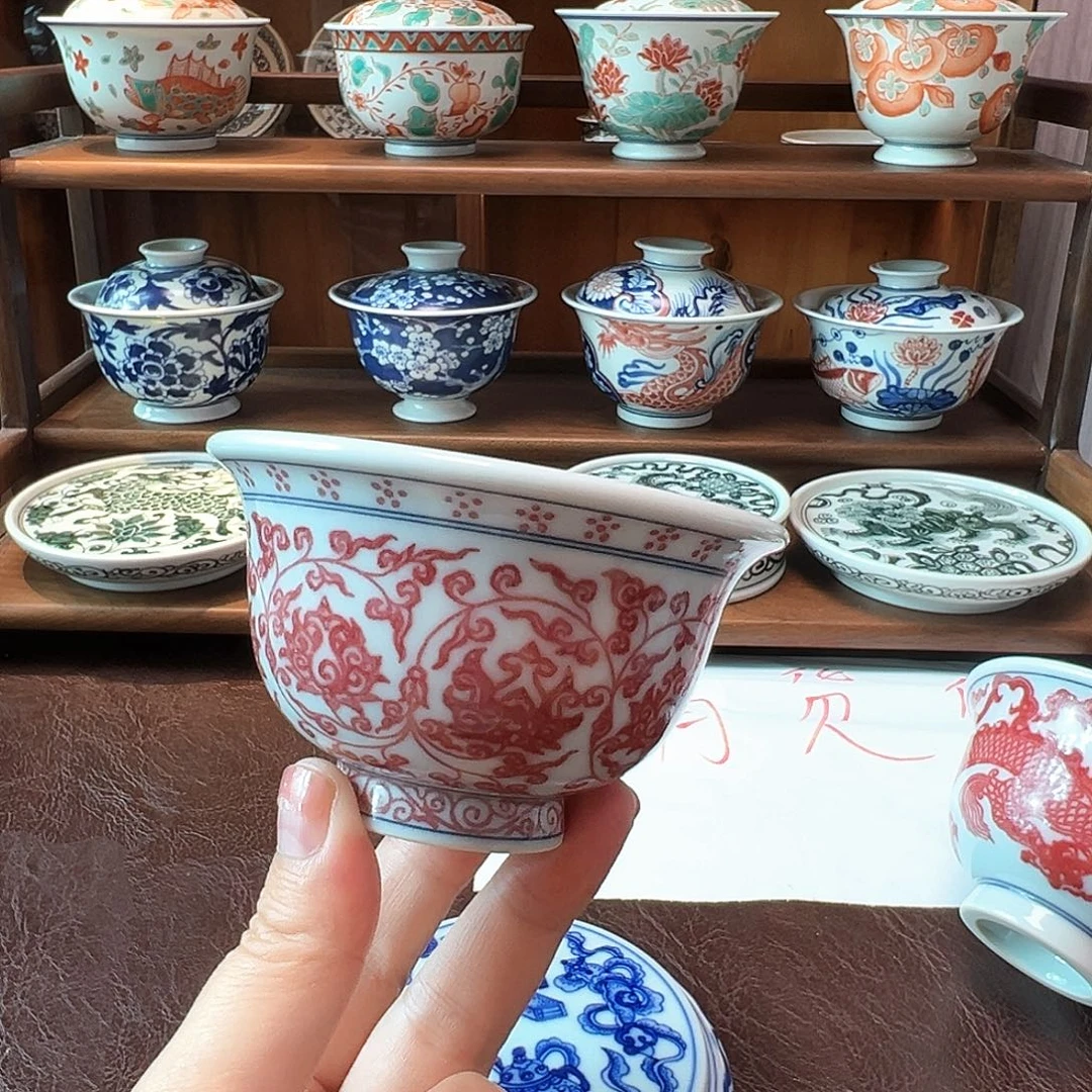 杯子景德镇手绘釉里红单杯福利价