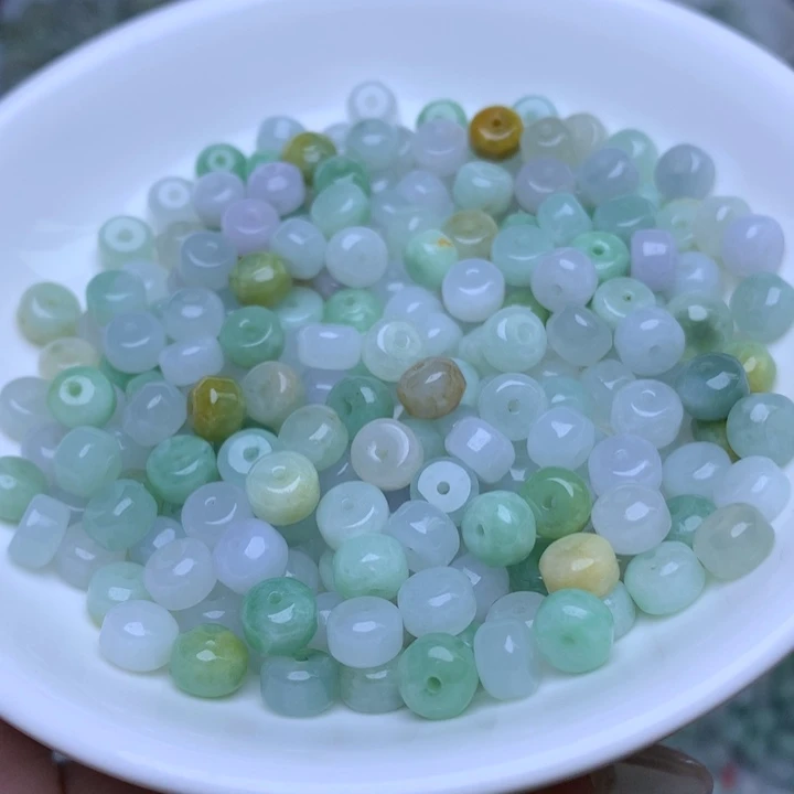 翡翠散珠卡4乘6冰三彩老型50个单圈