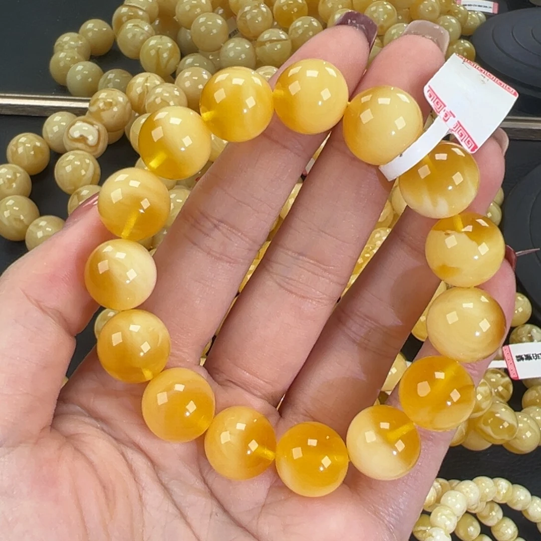 琥珀未镶嵌手链22金白