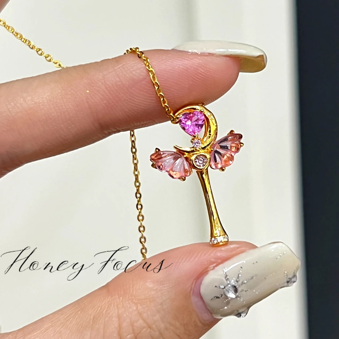 坠链均925银合成锆石 小樱の心项链 时尚简约轻奢女士项链 #9077