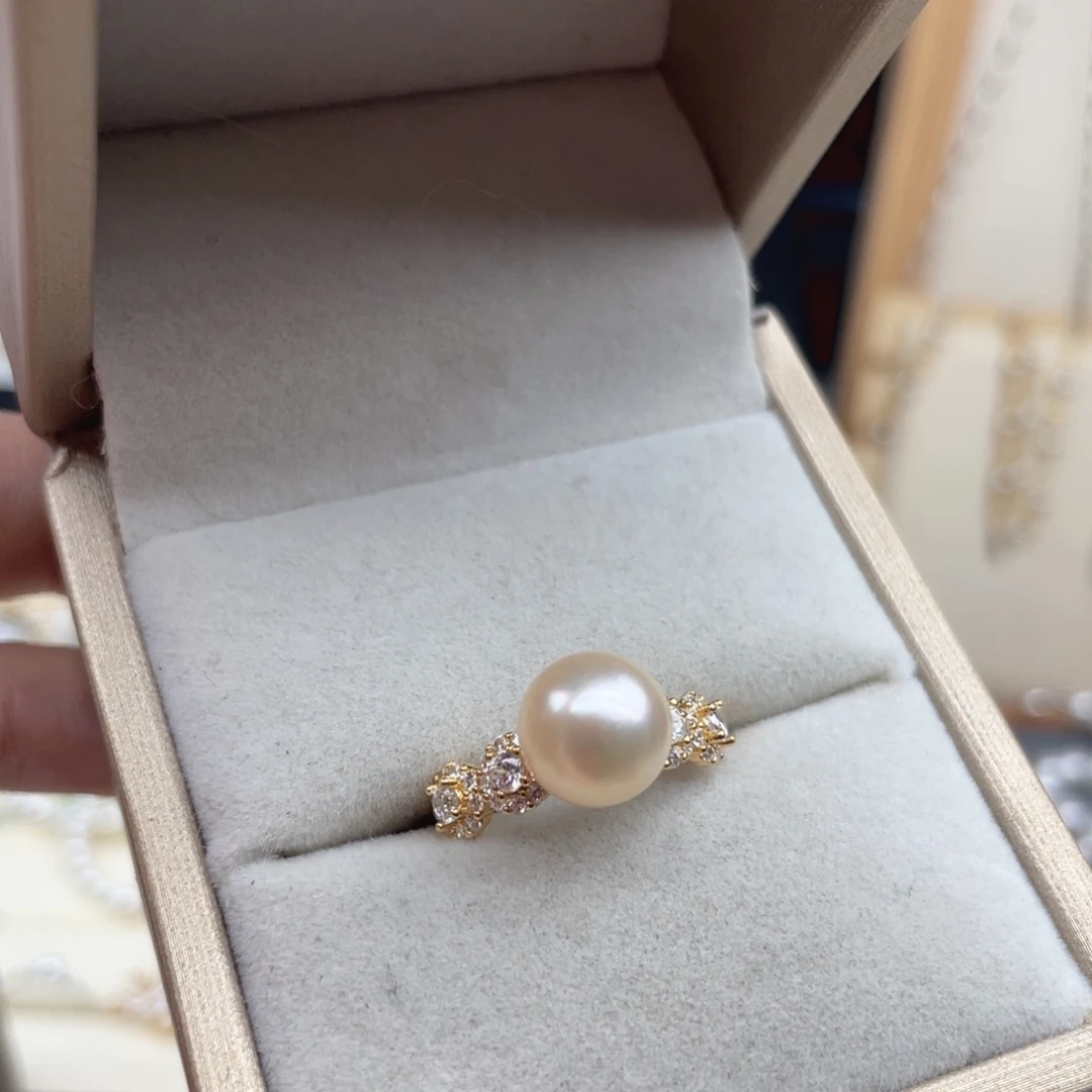 戒指海水珍珠银S925镶嵌A75