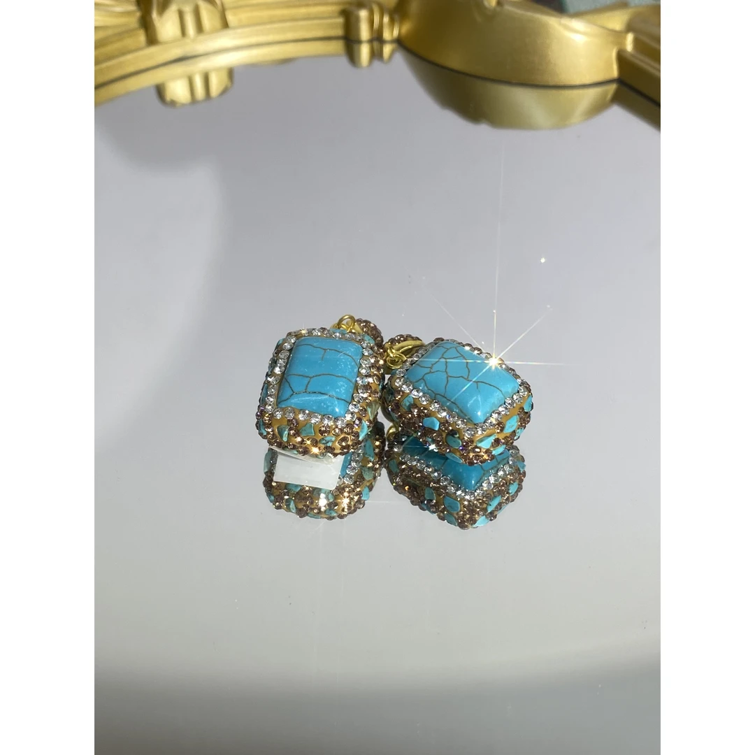 铜合金合成锆石耳饰 TTSD 蓝色时尚潮流百搭款耳饰 422