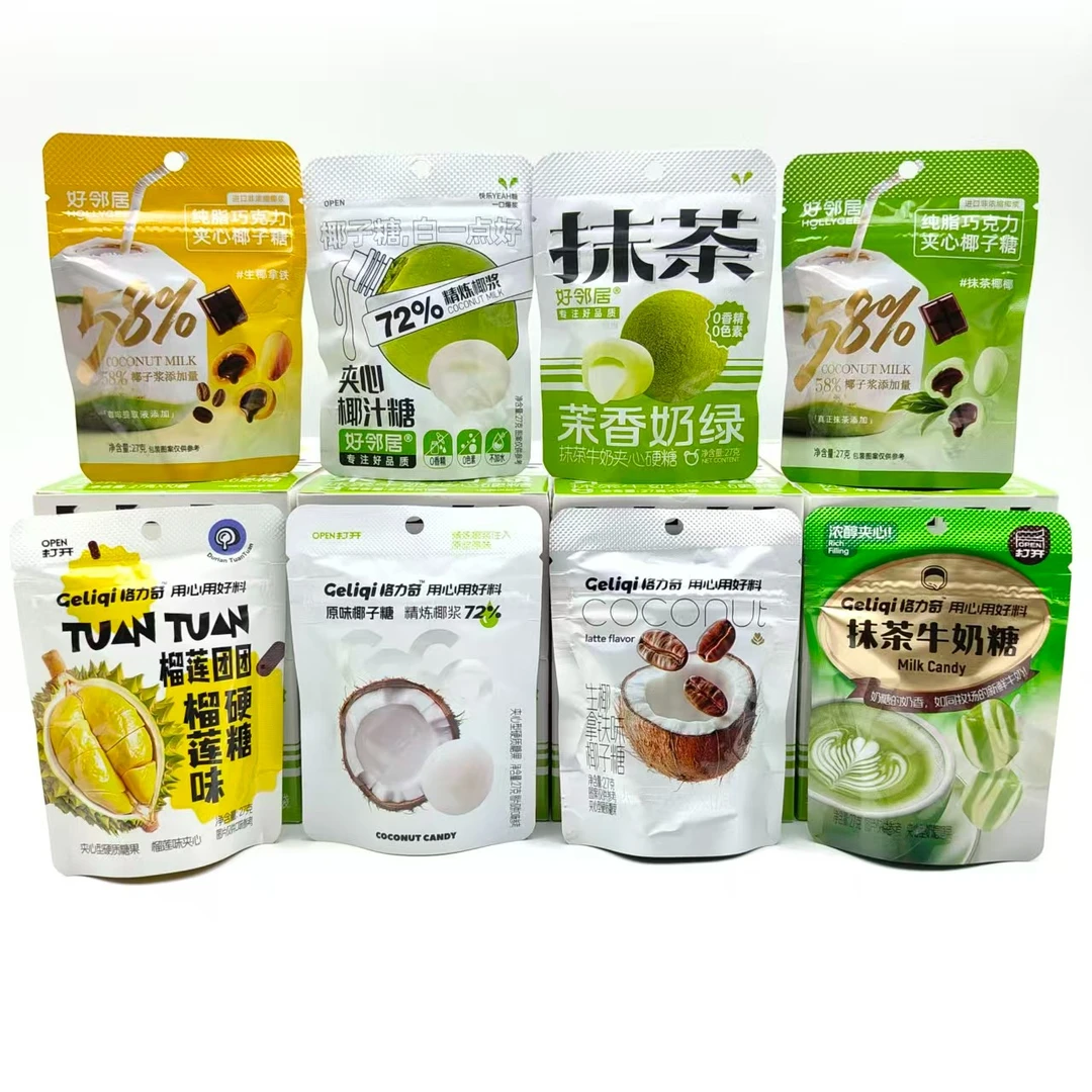 格力奇27g爆浆夹心椰子糖抹茶糖榴莲糖生椰拿铁好邻居抹茶糖椰子