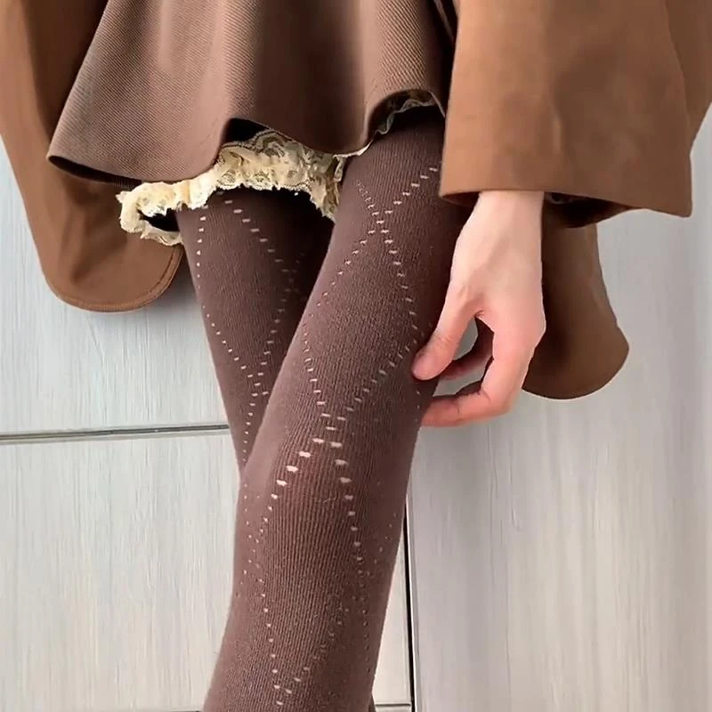 秋冬氛围感bi备！咖色菱格裤袜女显瘦舒适！简直是我入秋的心头爱
