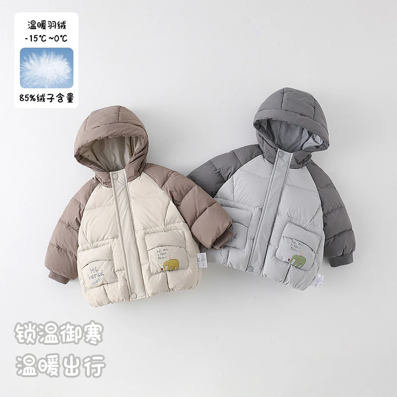 幼羽拼色羽绒服男童双倍充绒冬装新款婴幼儿保暖加厚上衣 a类