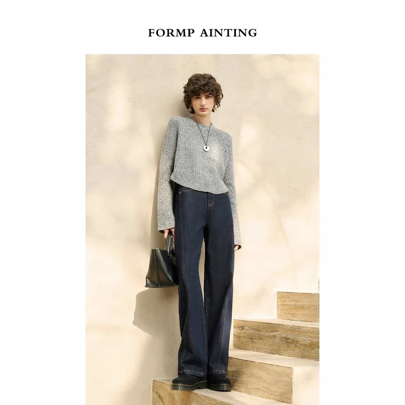 FORMP AINTING 侧缝前移设计 原色牛仔裤女高腰宽松阔腿裤9003