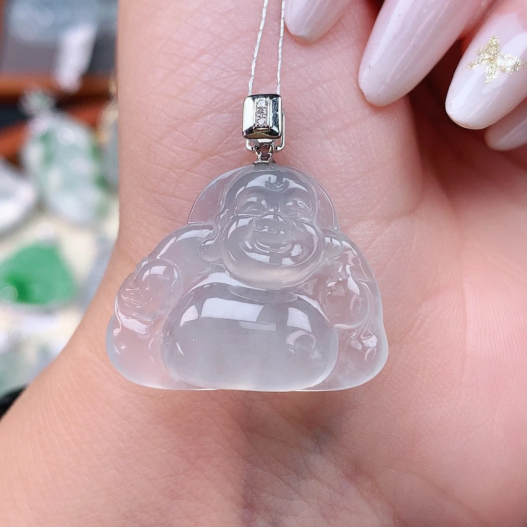 颈饰18K金镶嵌翡翠佛公