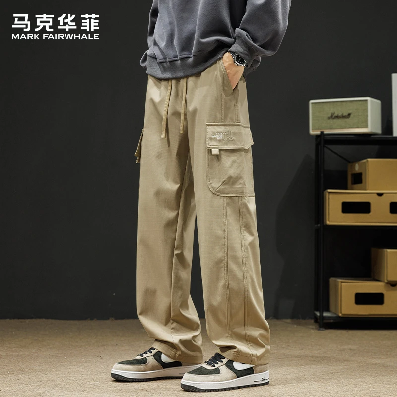 马克华菲美式休闲裤男士秋季新款宽松直筒潮牌机能多口袋工装裤子