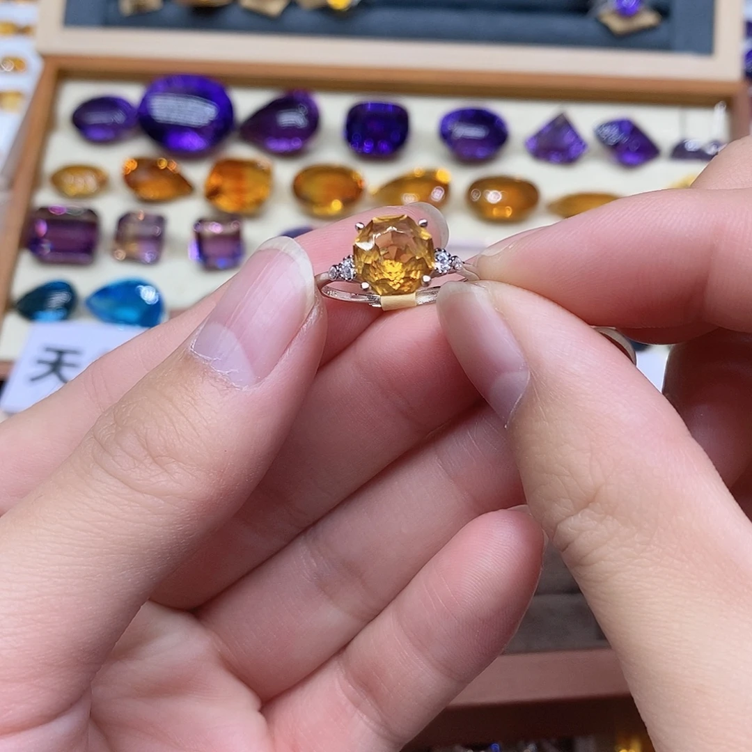 青****银S925镶嵌黄晶珠宝半成品