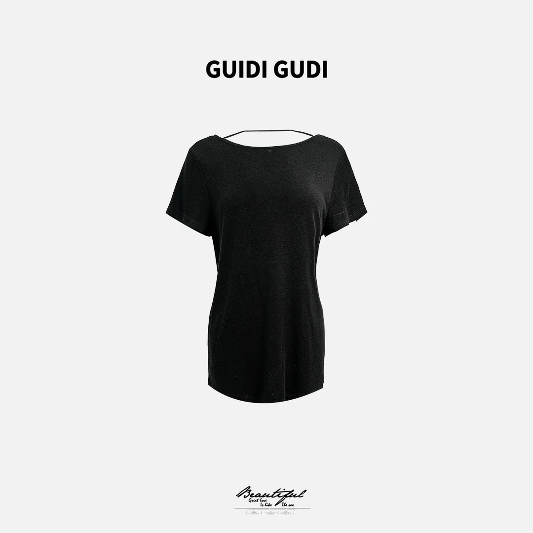 GUIDI GUDI【交替】加蓝重工交叉设计短袖T恤
