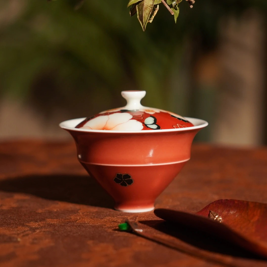 三秋月  夏汝繁花盖碗   茶具茶杯纯手绘陶瓷  SQY124