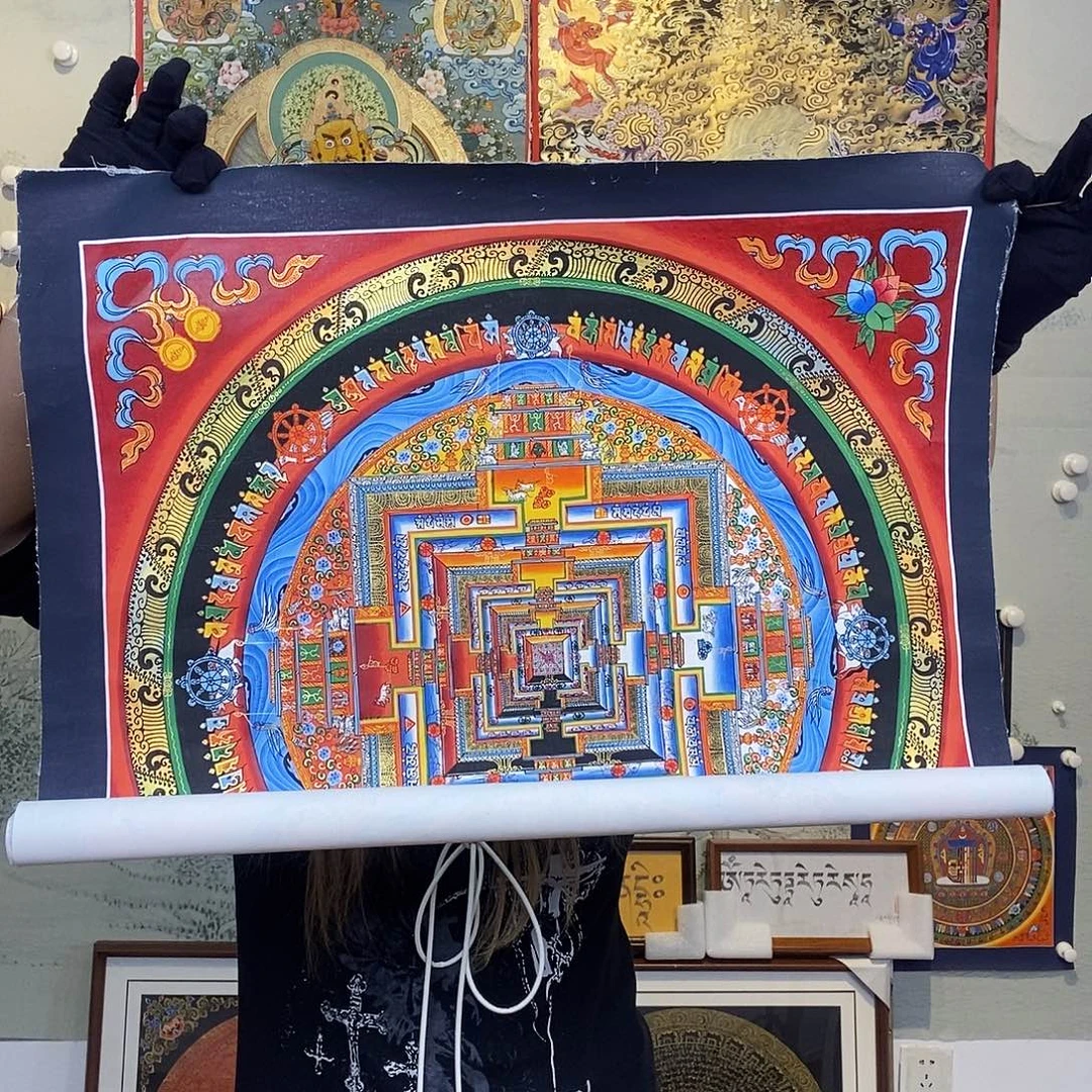 卷轴画纯手绘唐卡坛城50厘米左右