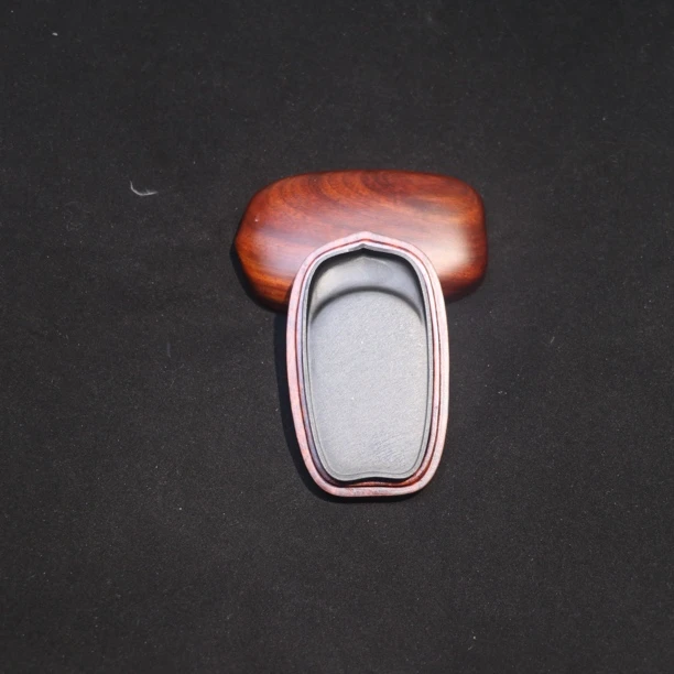 水舷坑细水波迷你莲瓣写经砚细腻小歙砚8.9×4.5×0.8cm