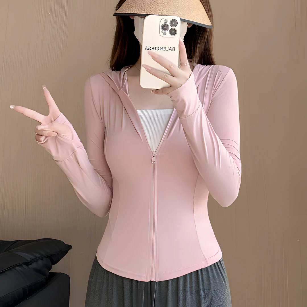 冰丝防晒衣女款外穿夏装修身透气运动休闲外套防紫外线轻薄款上衣