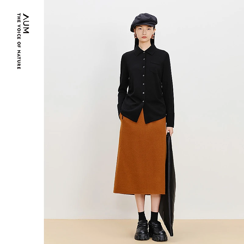 AUM/噢姆秋季新款高智感低调黑宽松静奢针织高级感毛衣M1EG4SK6M