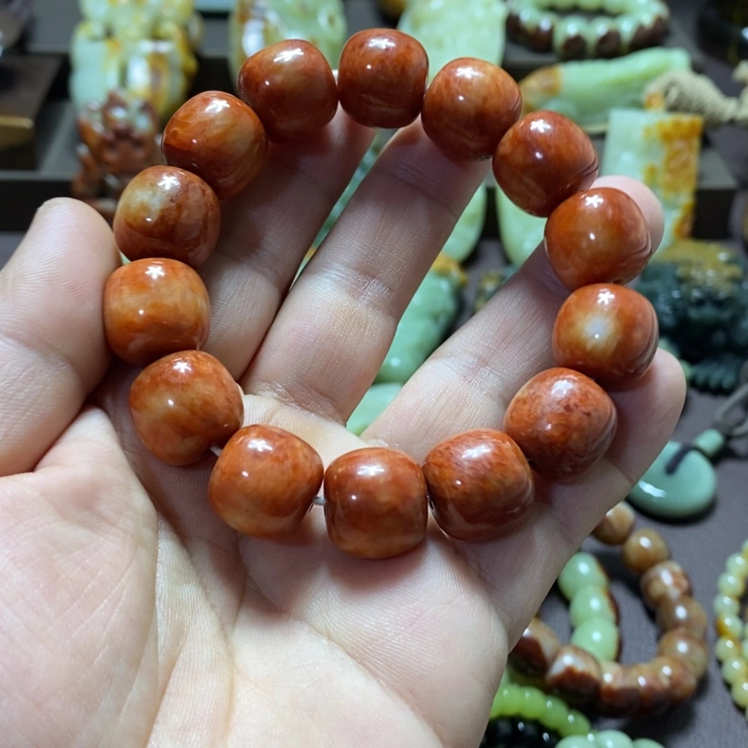 透闪石质玉未镶嵌手链火燎皮16