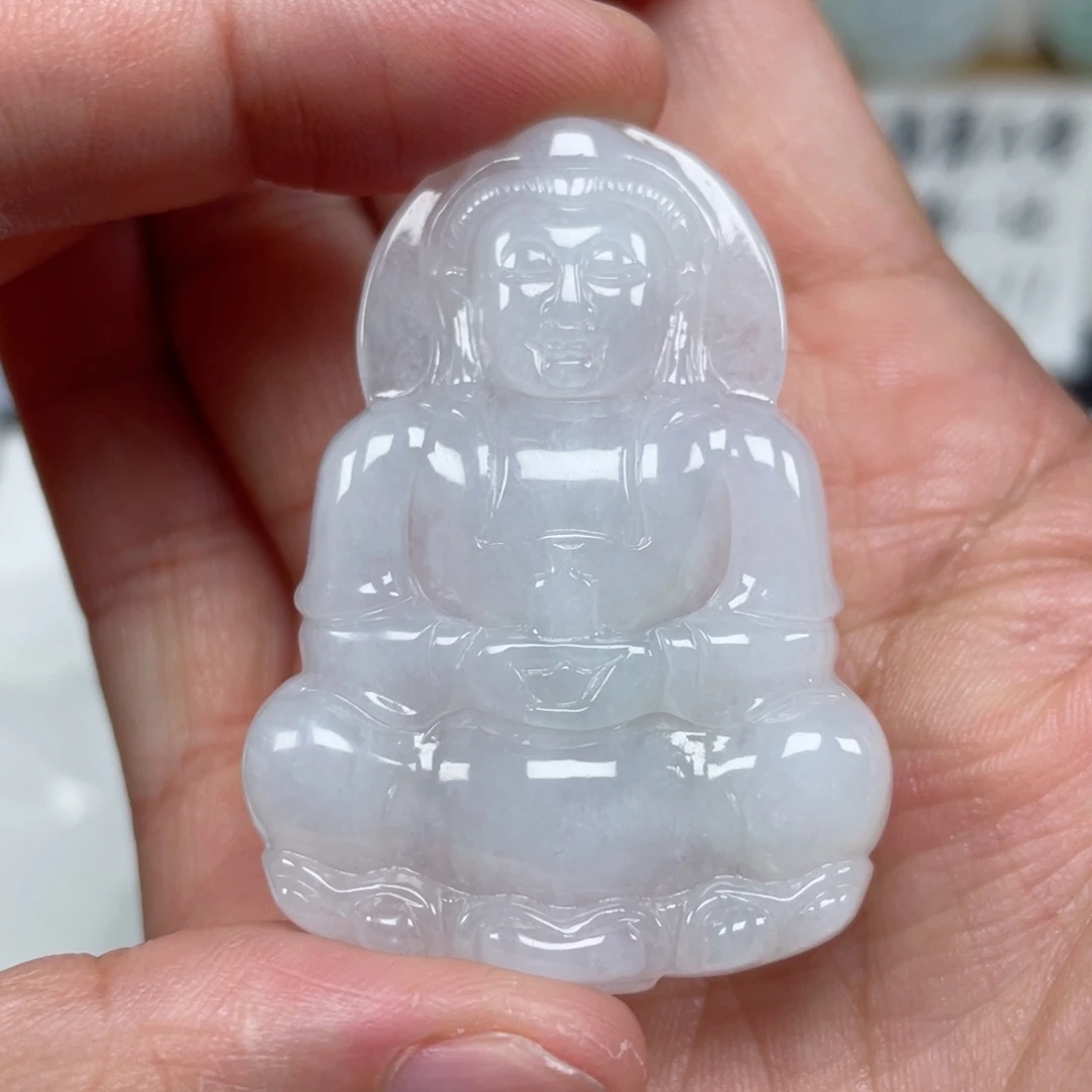 翡翠颈饰未镶嵌天然翡翠A货观音115号