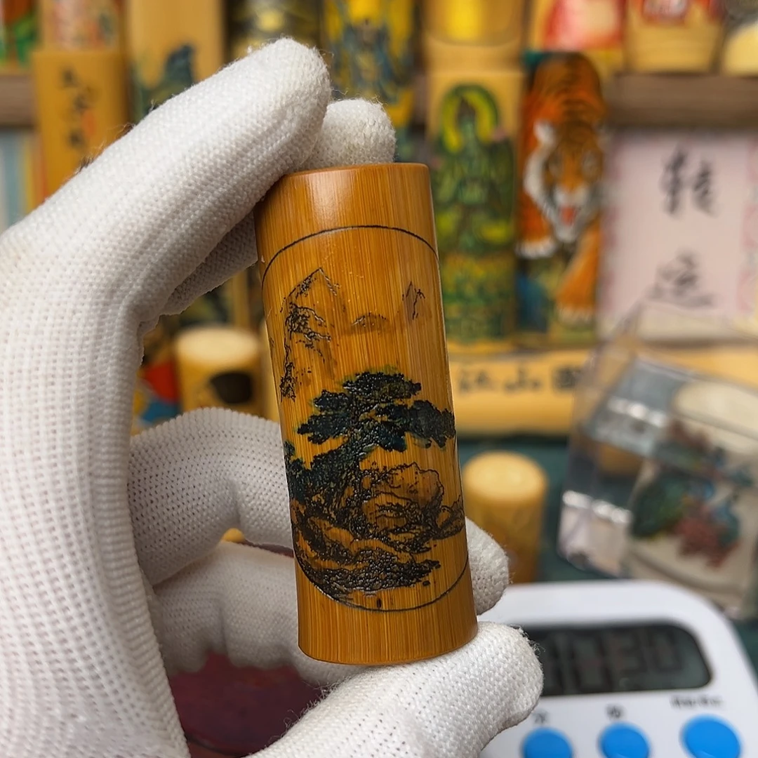 不***止竹类山水手绘实心竹