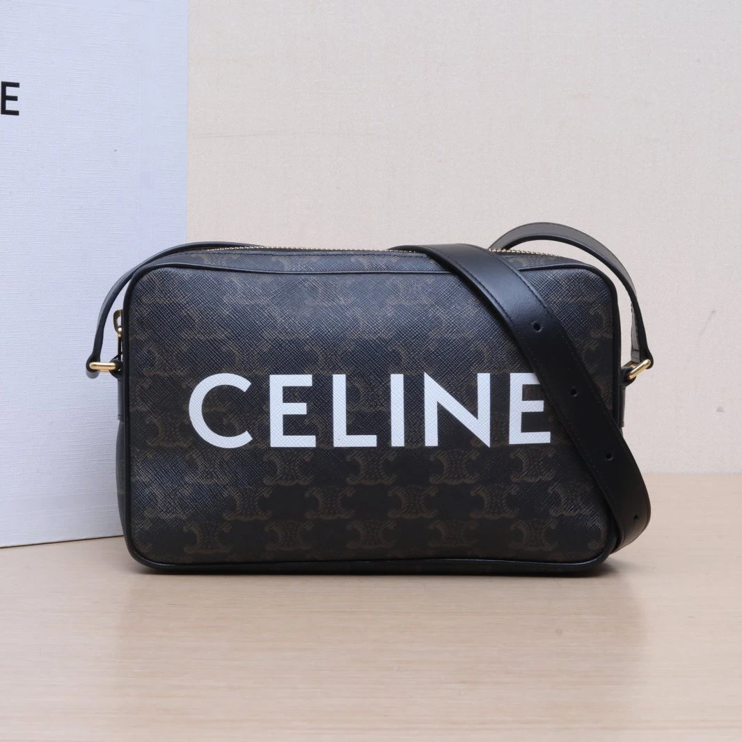 99新 Celine/思琳 【新粉黑黑】 老花 PVC 凯旋门 相机包