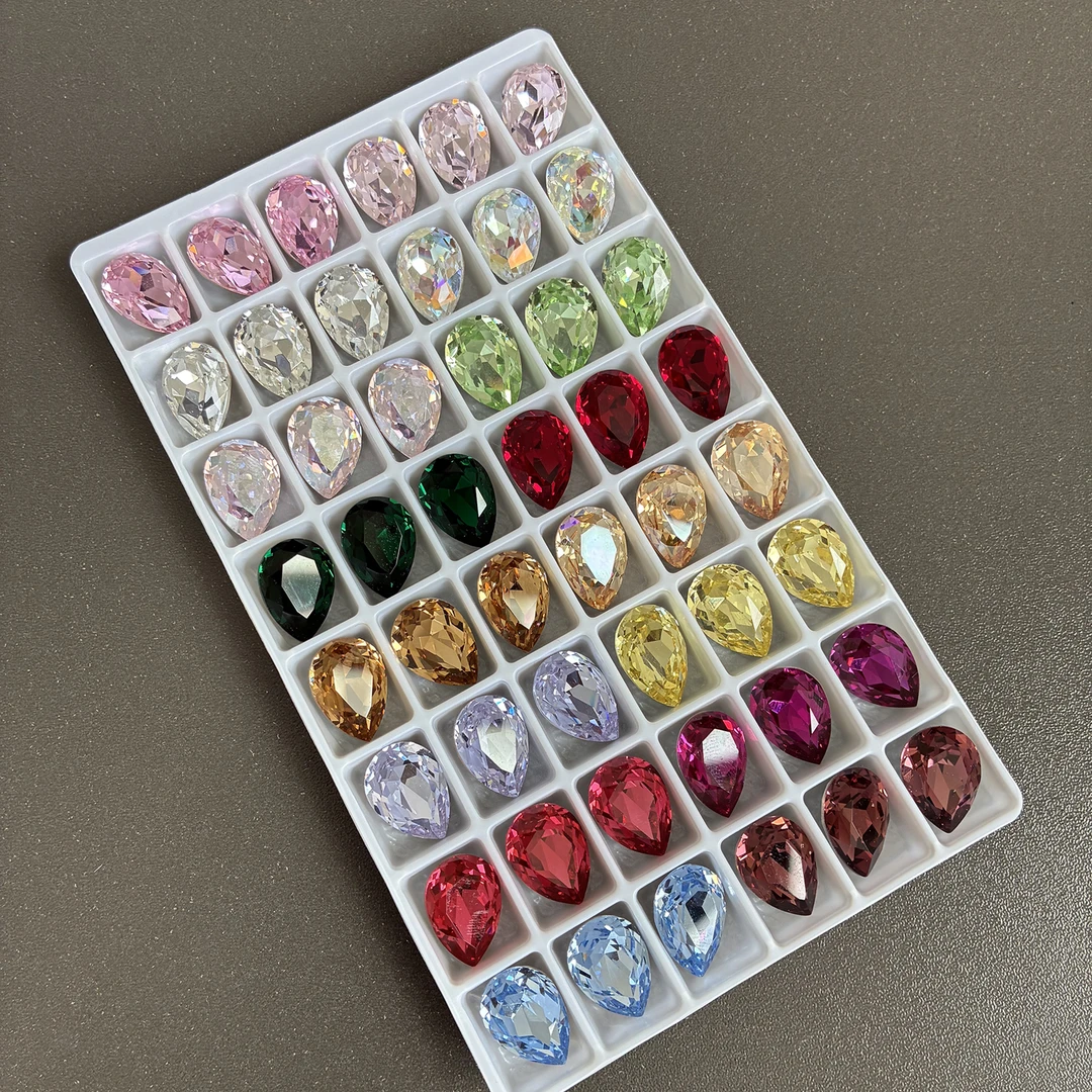 （2颗装）东洲10*14大水滴 东洲美甲钻 彩色尖底白色超闪美甲饰品