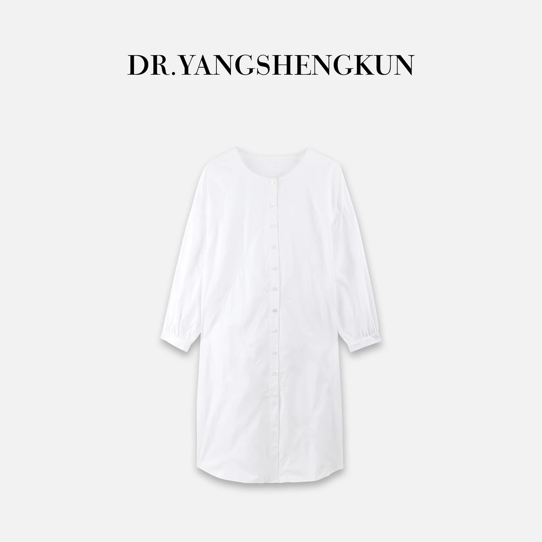 DR杨圣坤2025夏季设计感小众显瘦宽松菱形格对丝连衣裙B2503-2901