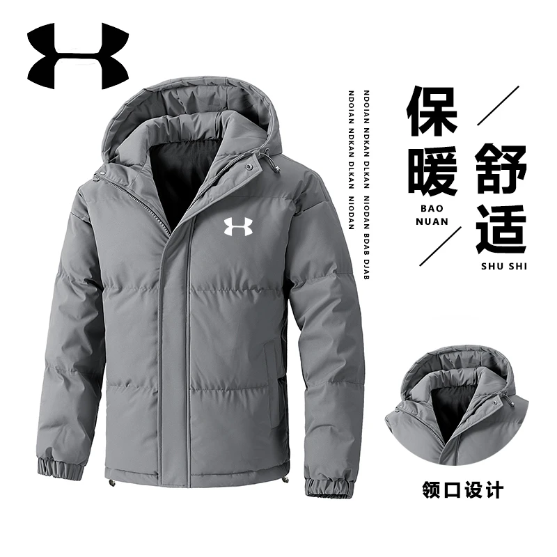 UA品牌冬季大码棉衣保暖男连帽棉衣男士棉服立领户外冬季宽松休闲