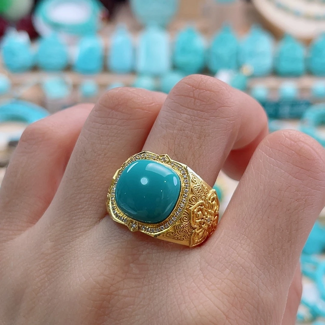 绿松石18K金镶嵌珠宝奇石