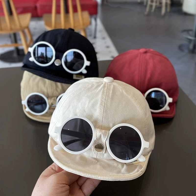 【奶酷风】宝宝帽子春夏季可拆眼镜软檐鸭舌帽男女童潮酷出游遮阳