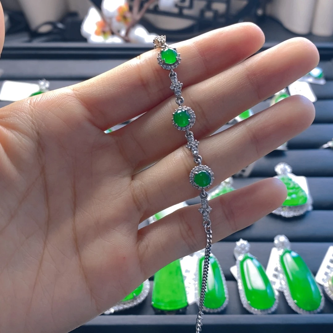 翡翠银S925镶嵌颈饰手链