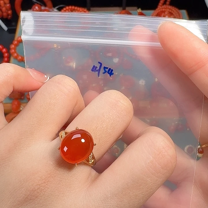 南红玛瑙银S925镶嵌戒指