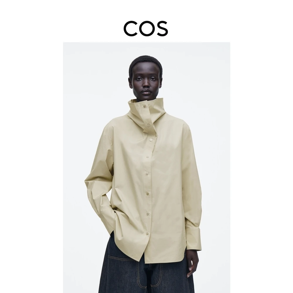 COS女装 休闲版型高领纽扣式通勤衬衫2025春季新品1250560005