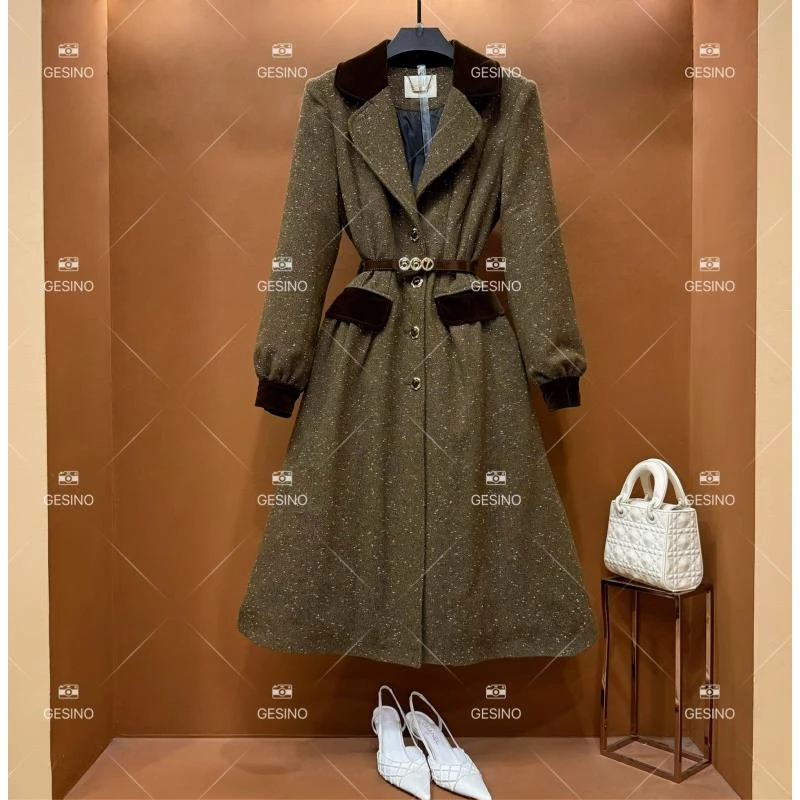 【丽】秋冬气质小香风时尚设计师中长款外套显瘦网红女士QD-2025128