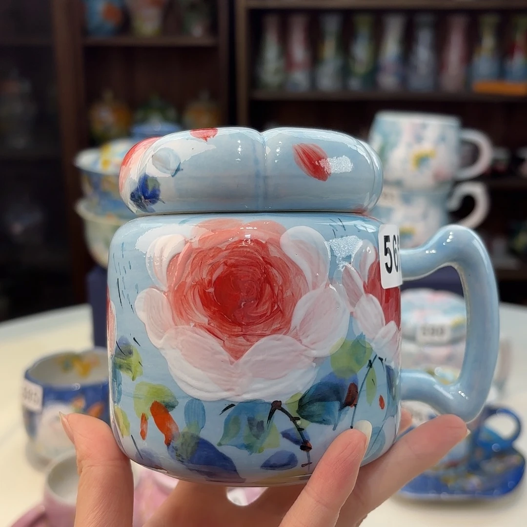 瓷片蓝*柔景德镇手绘高温釉下彩陶瓷茶具