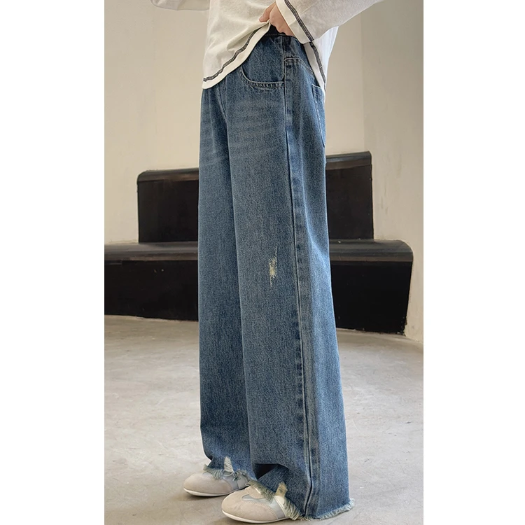 女童阔腿裤2025春秋新款童装休闲百搭直筒牛仔裤休闲裤中大童裤子