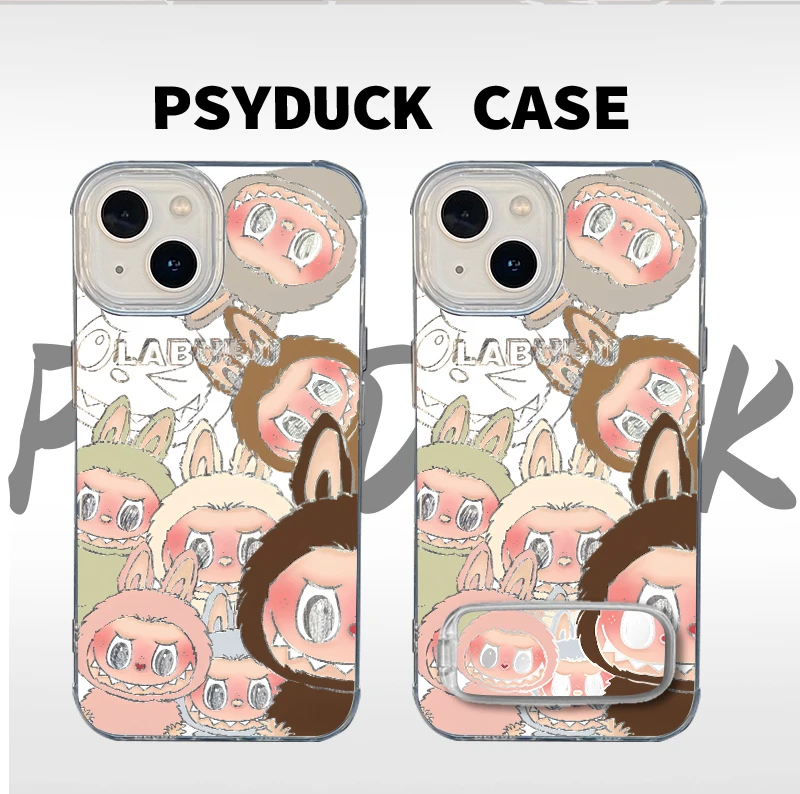 适用苹果华为一加小米堆堆拉布布IMD羽纱创意动漫防摔手机壳