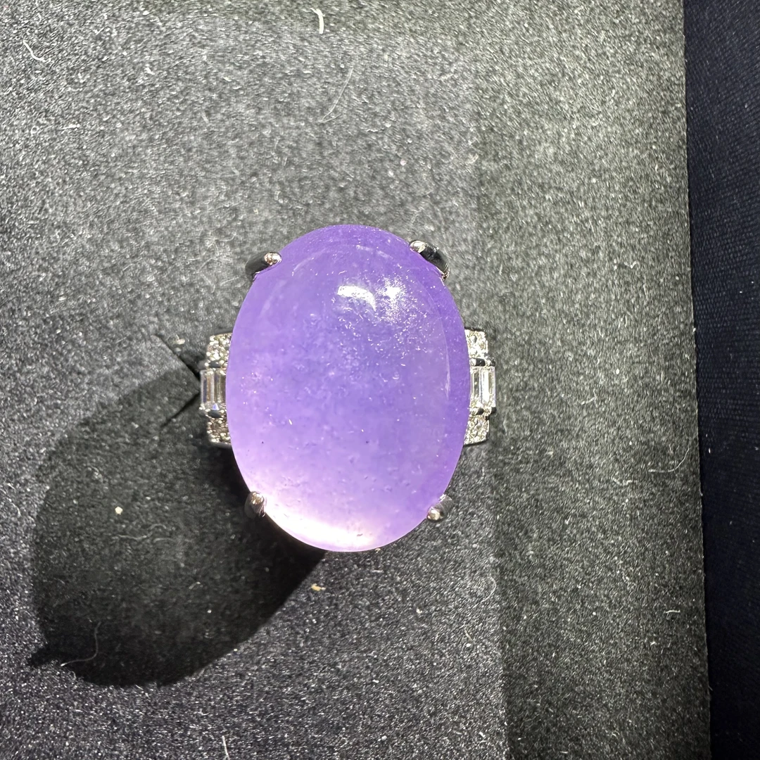 翡翠·冰紫蛋面戒指H204