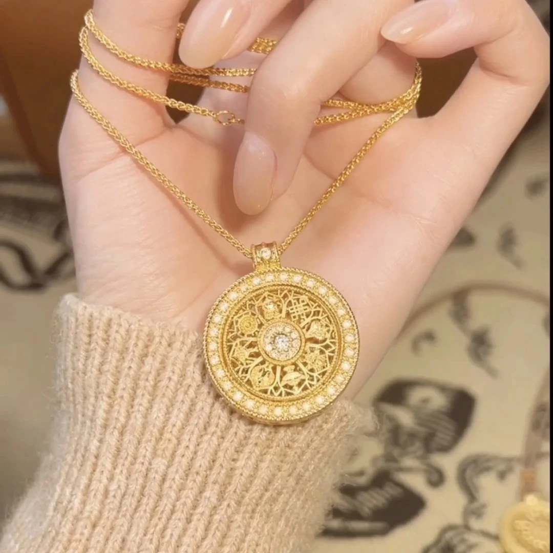 毒饰高定  新中式可旋转镶钻八宝罗盘项链TQ022