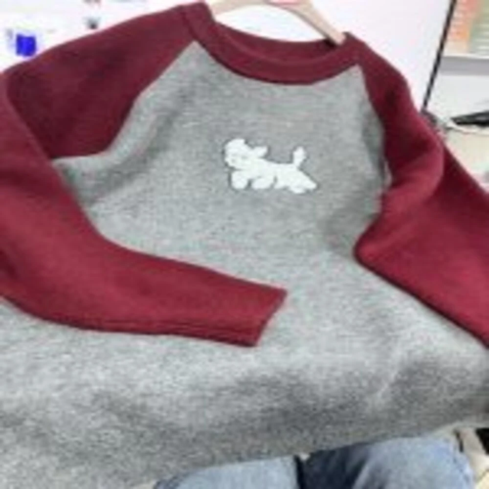 冬季加厚拼色慵懒毛衣女秋冬洋气针织打底衫上衣K2483