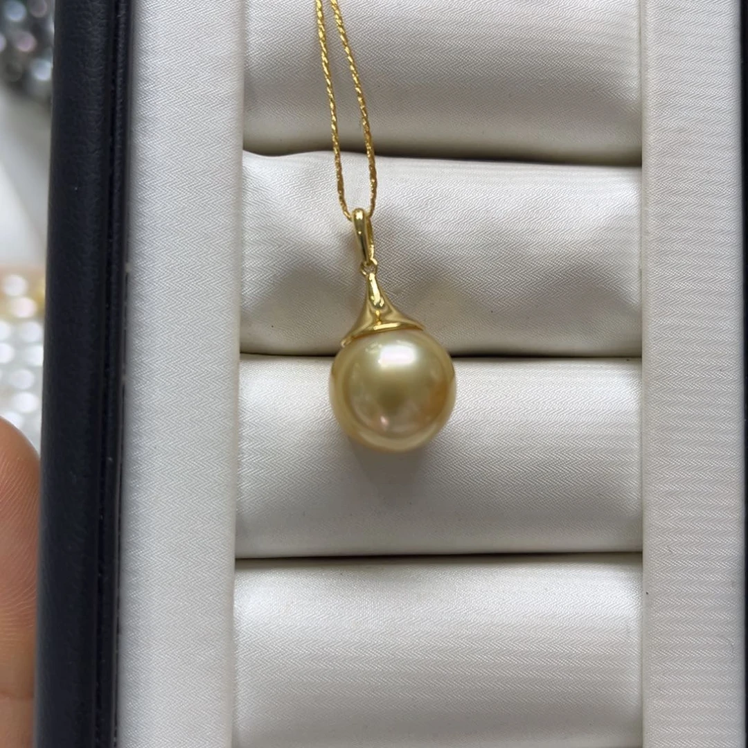 银S925镶嵌海水珍珠吊坠(不含链)12mm