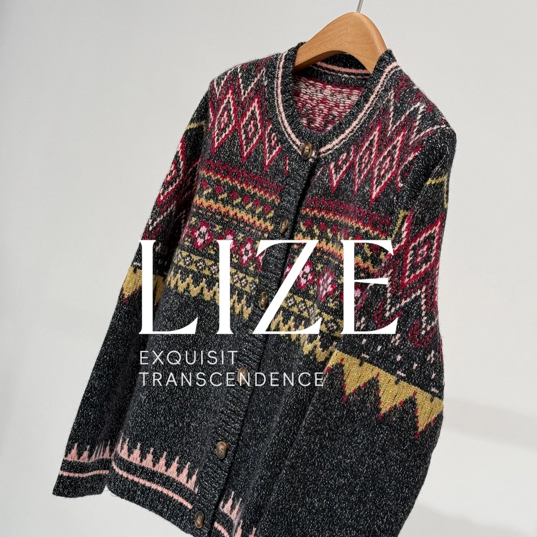 LIZE「L0437」100山羊绒.花纱毛衣外套