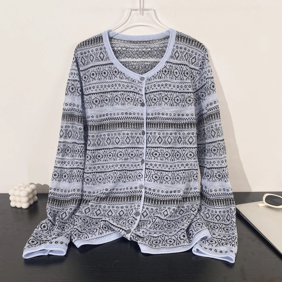 小韩日记【纹理针织】针织开衫时尚气质百搭休闲圆领撞色长袖K704