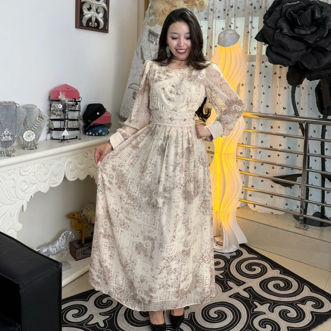 夏季新款重工时尚中长款气质显瘦连衣裙