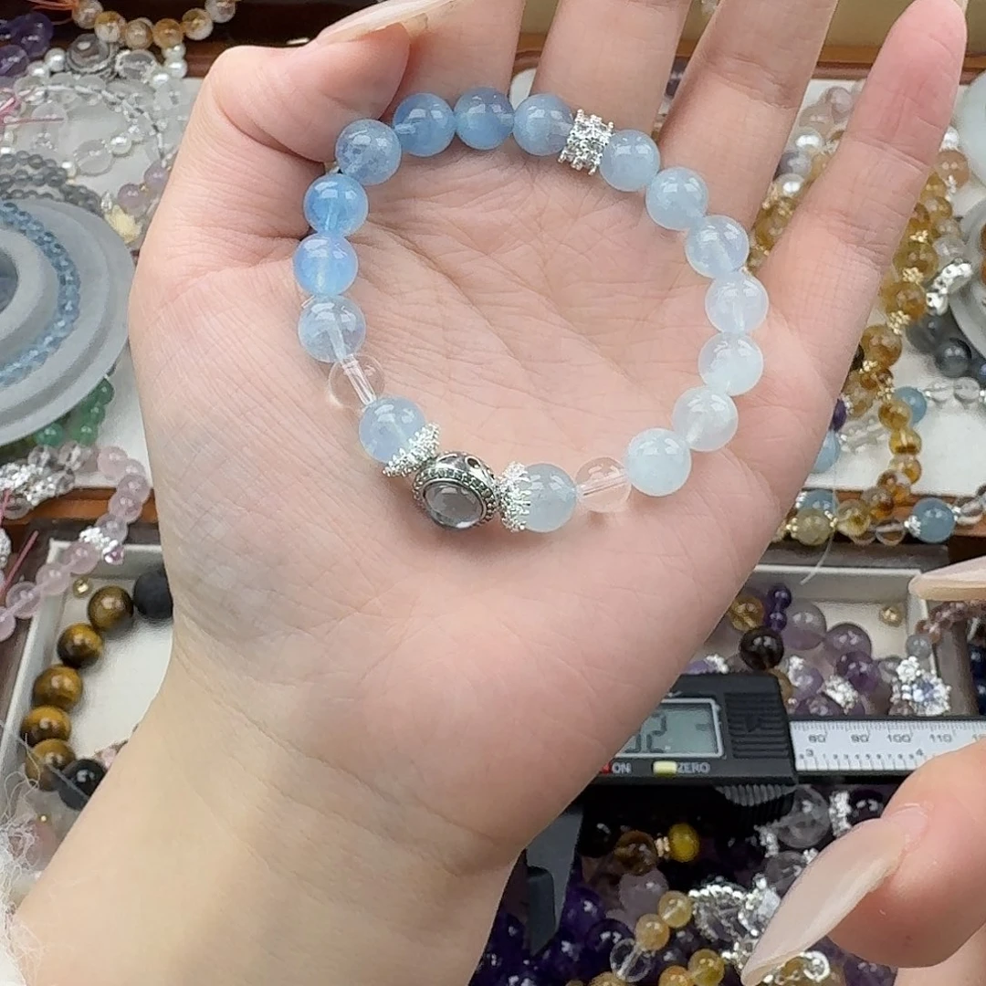 烟晶手链银S925镶嵌好