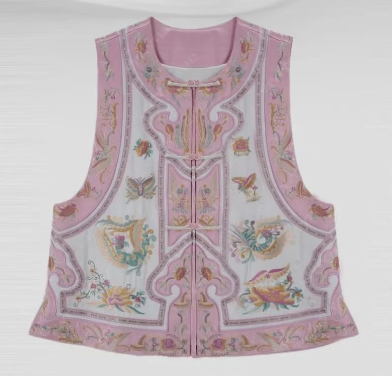 凤羽蝶澜】新中式中国风刺绣圆领马甲2025C0165璐璐