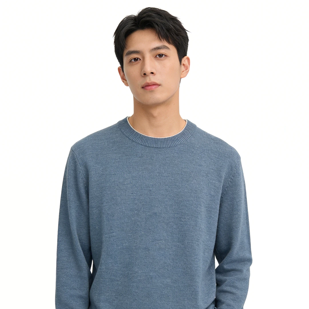 FNZAJ/33007A   男士圆领羊毛毛衣针织衫（海）